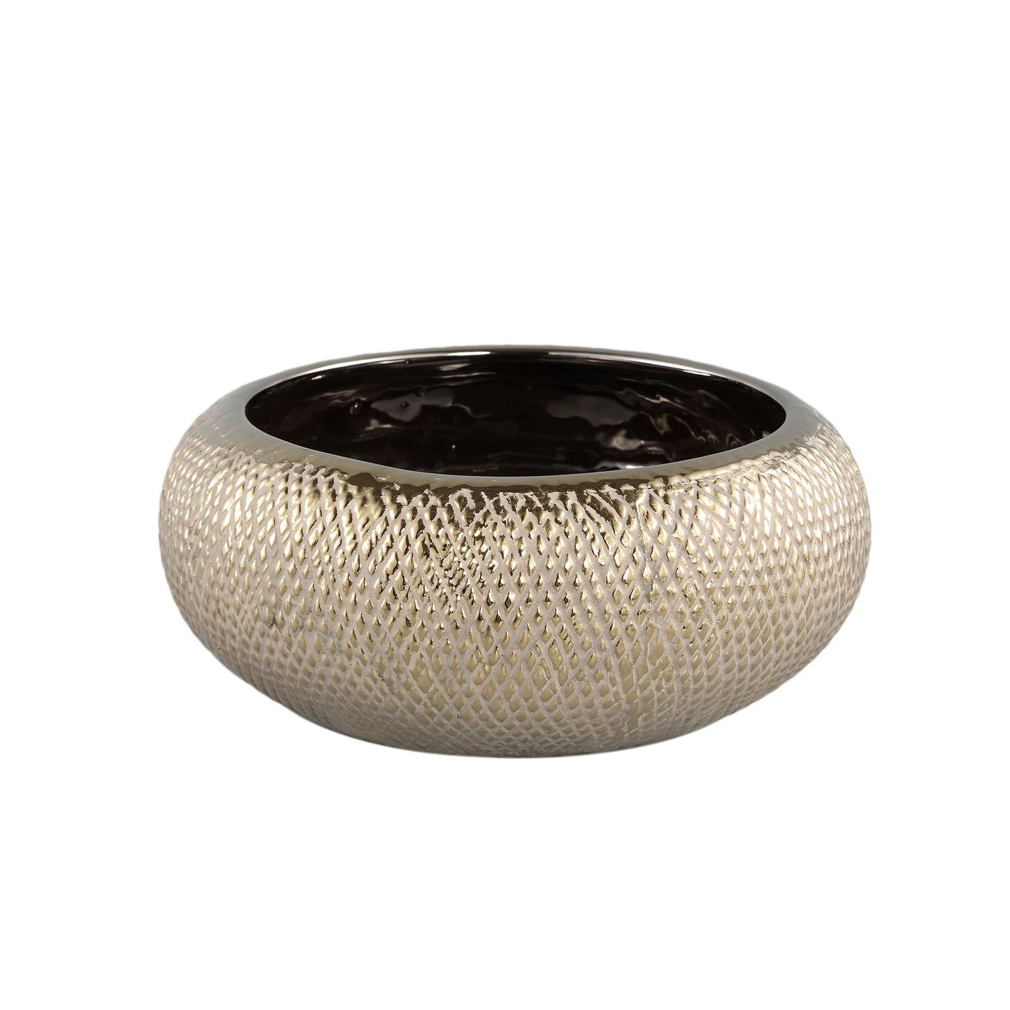 Helly Gold Ceramic Pot Round Wide Low L