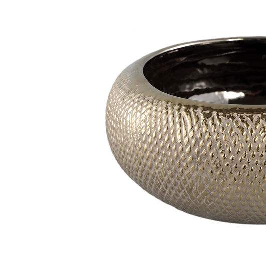 Helly Gold Ceramic Pot Round Wide Low L