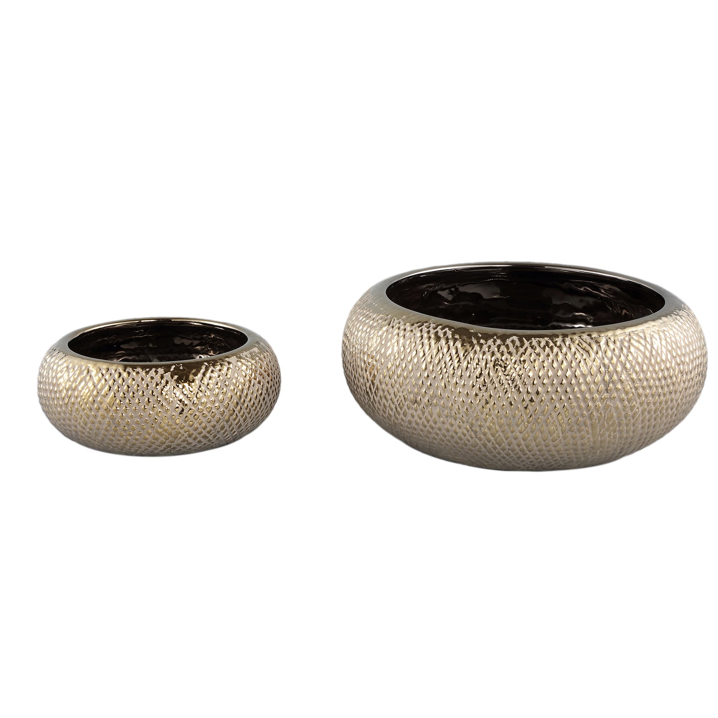Helly Gold Ceramic Pot Round Wide Low L