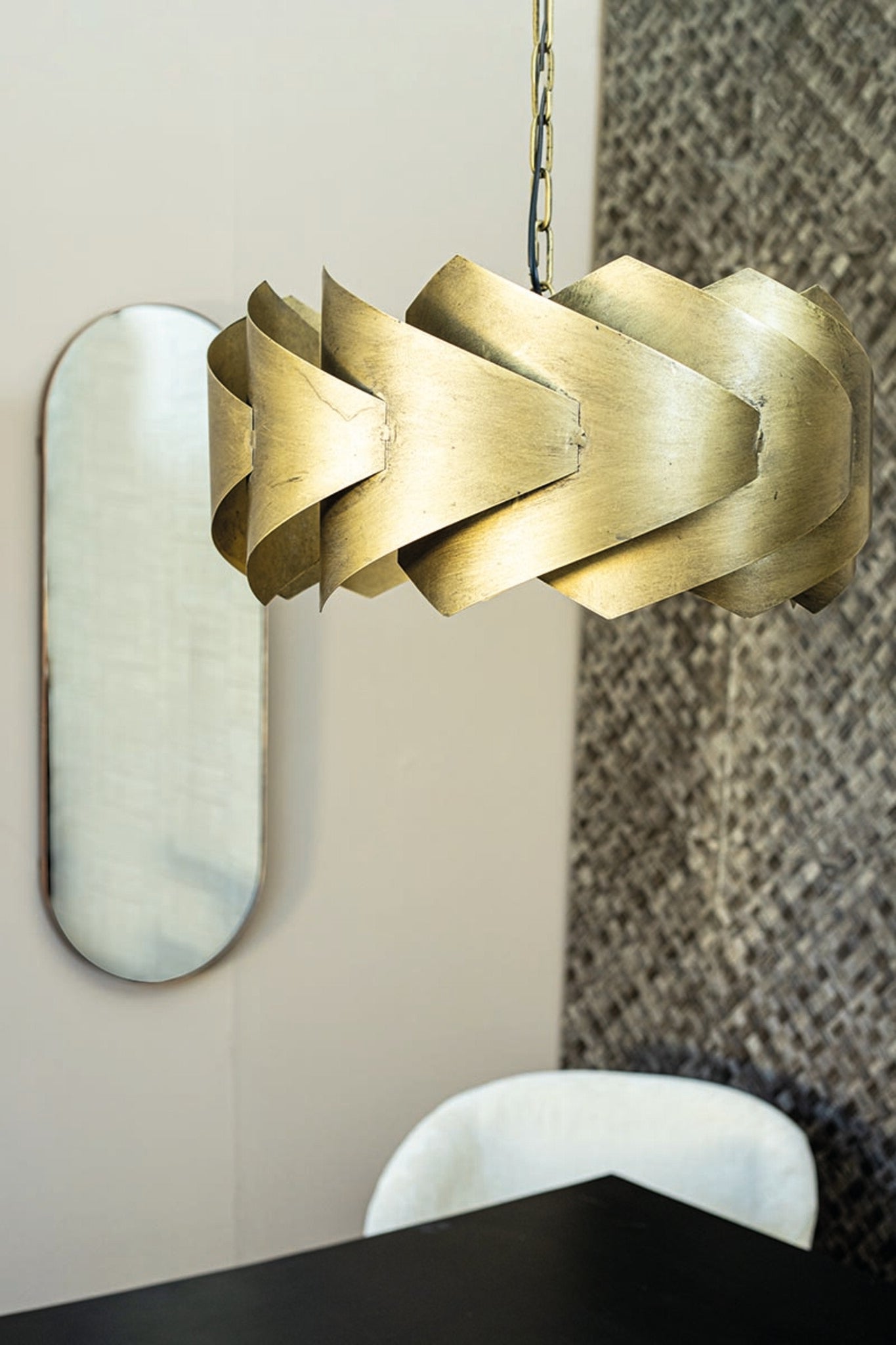 Arix Gold Metal Hanging Lamp Round Layered Shade