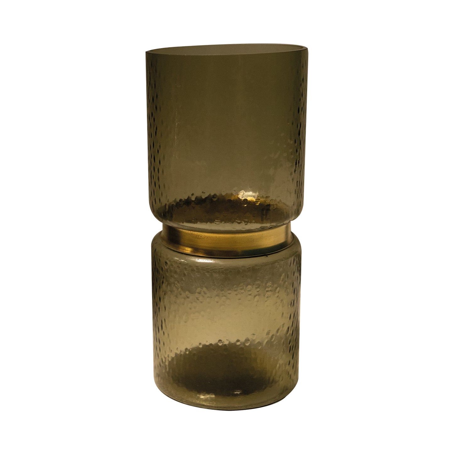 Quilio Brown Green Glass Vase Gold Rim Straight L