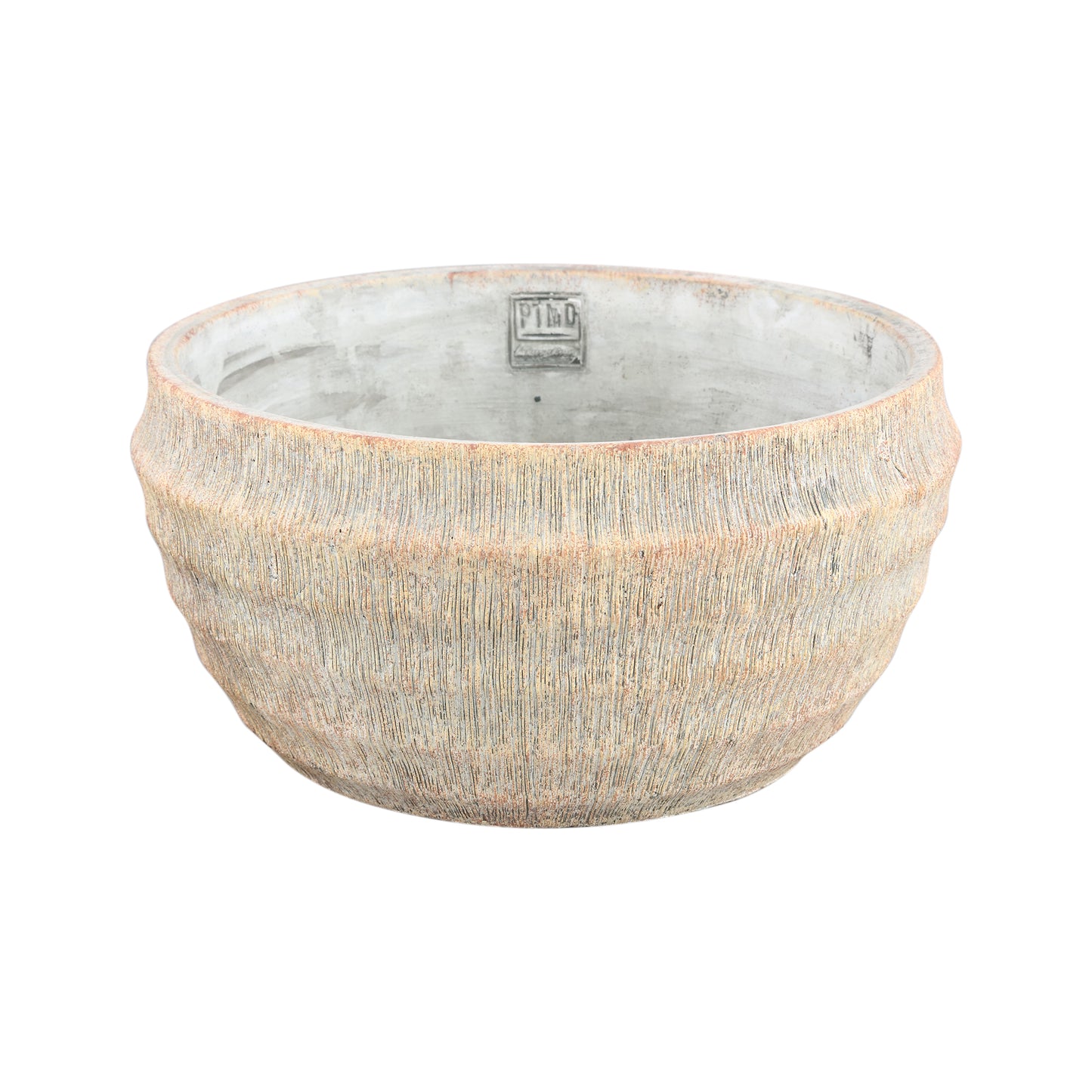 Sary Cream Cement Pot Minimal Stripe Rib Bowl L