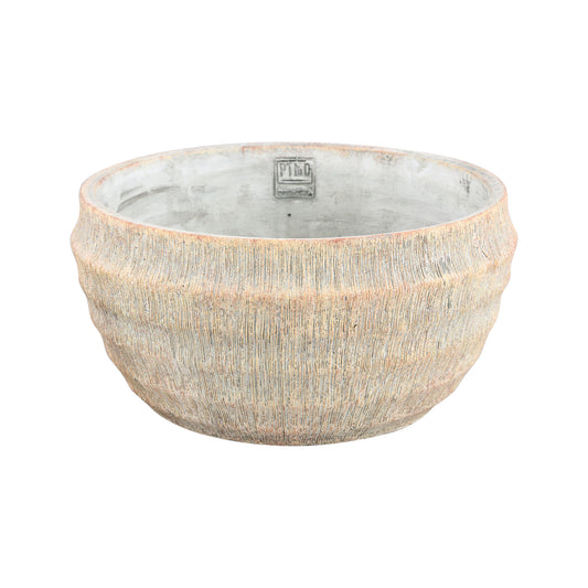 Sary Cream Cement Pot Minimal Stripe Rib Bowl L