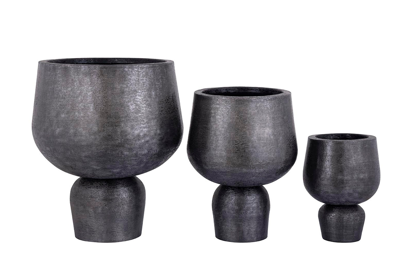 Wayan Black Brushed Aluminum Pot With Base SV3