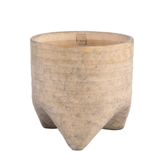 Kodi Light Brown Cement Pot On Feet Round Big S