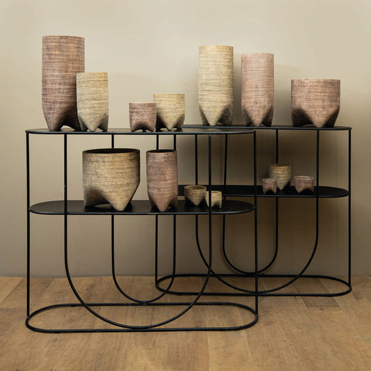 Kodi Light Brown Cement Pot On Feet Round Big S