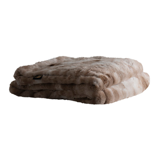 Linde Beige Nepbont Bedsprei In Geschenkdoos 220x240 2x220x240 cm