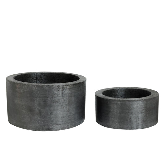 Eviee Black Brushed Alu Sheet Pot Round SV2