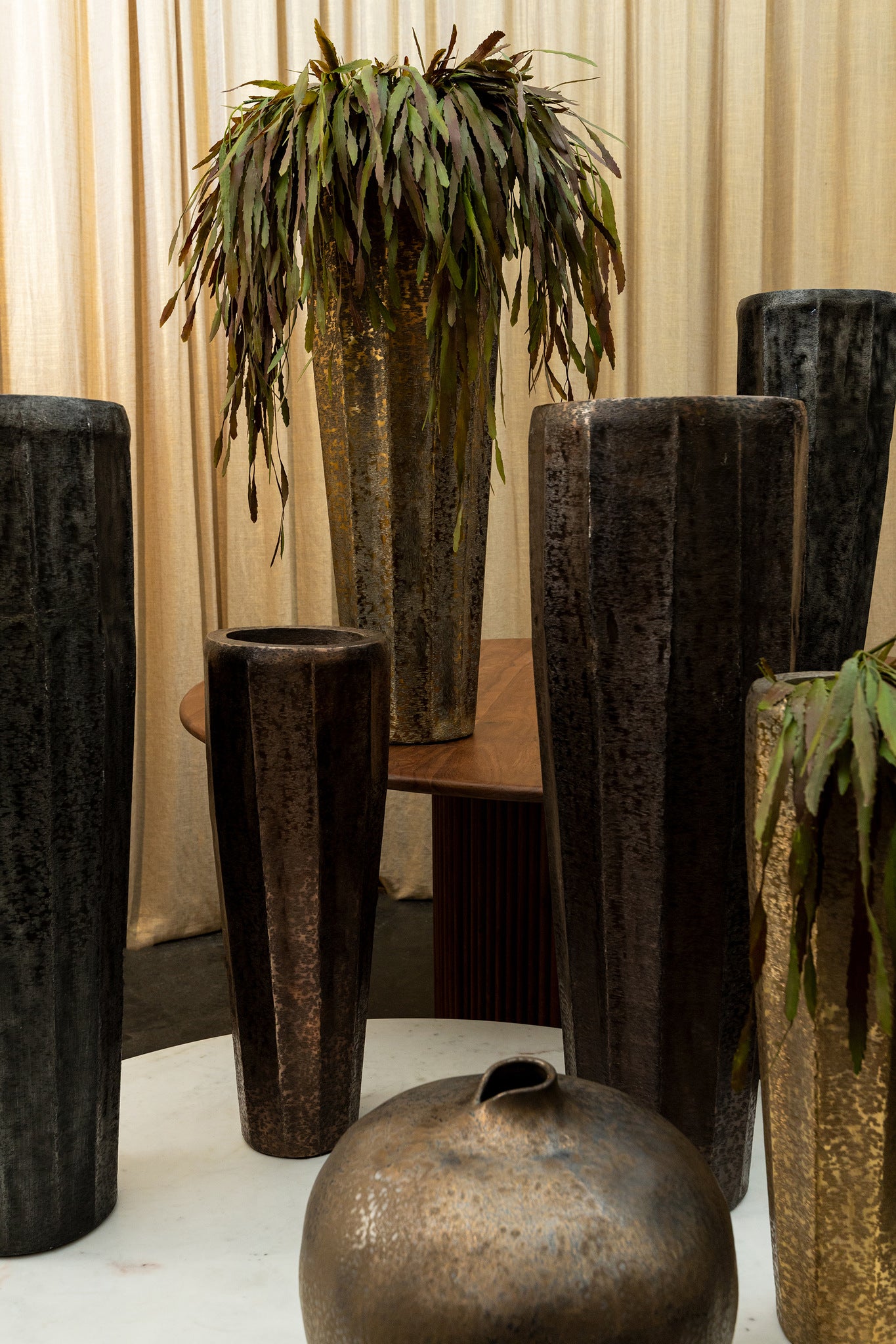 Adiane Brass  Brushed Alu Sheet Pot Ribb Round SV2