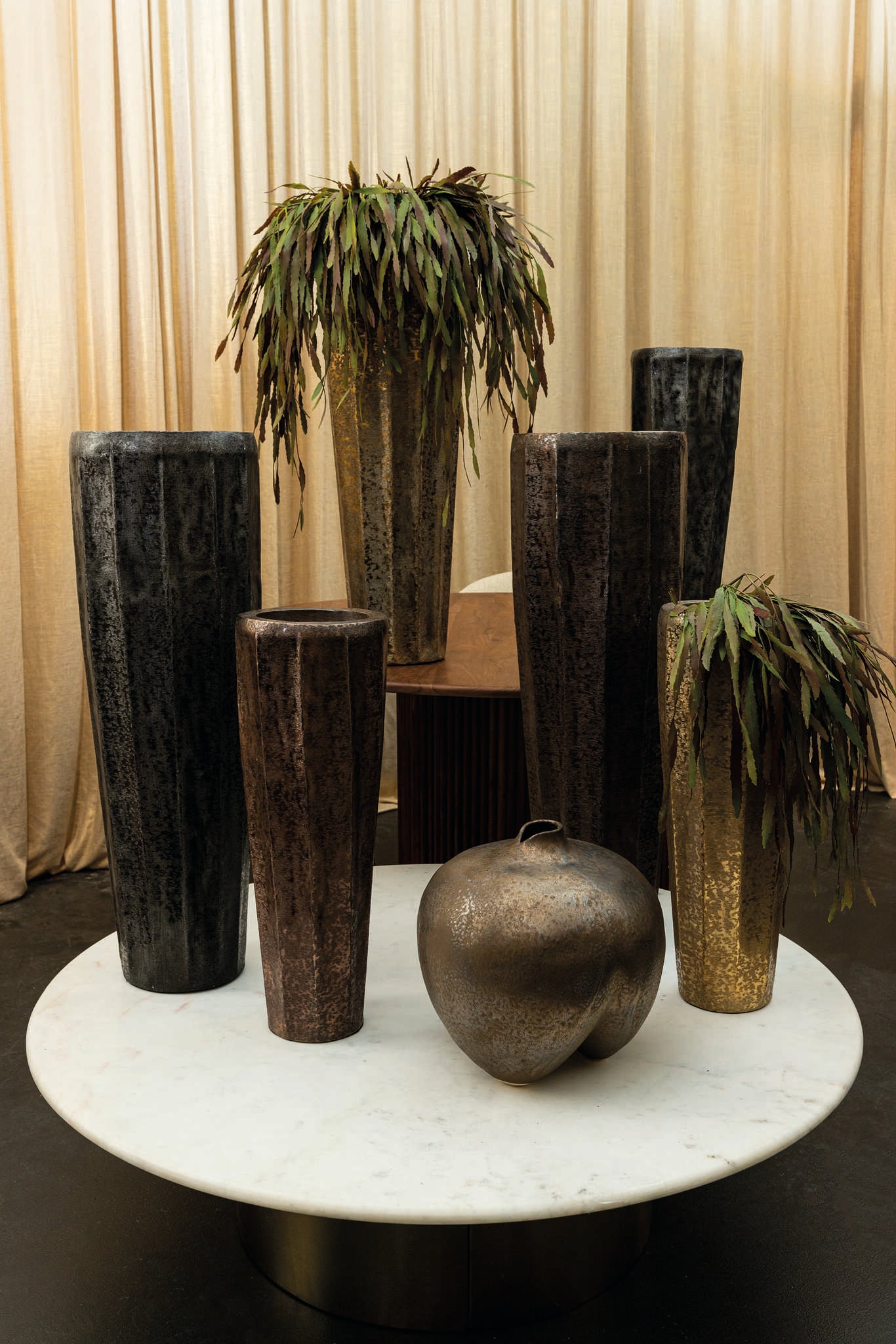 Adiane Brass  Brushed Alu Sheet Pot Ribb Round SV2