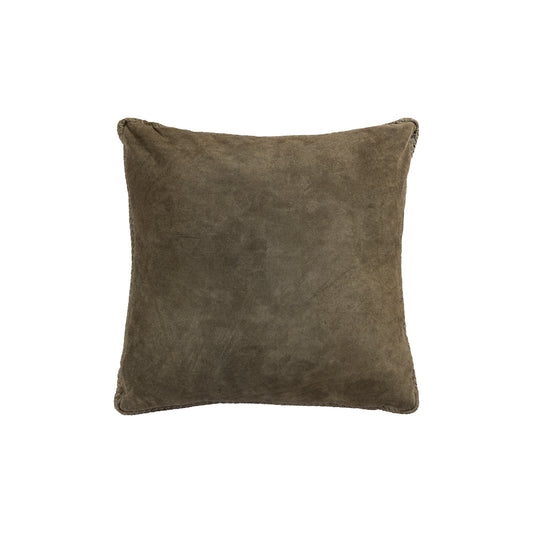 Suky Groen Suède Leren Kussen Vierkant L Set van 2 - 2 Sets 60x60x8 cm