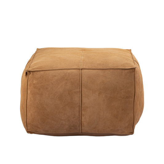 Marieke Camel Suede Leather Pouf Square