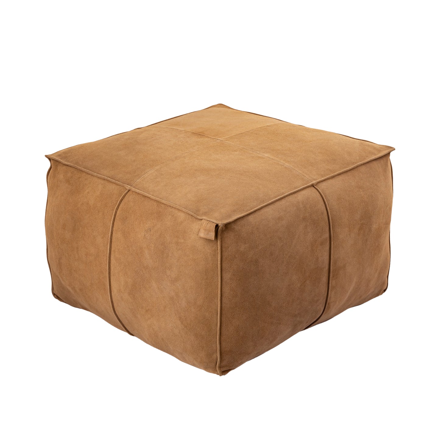 Marieke Camel Suede Leather Pouf Square