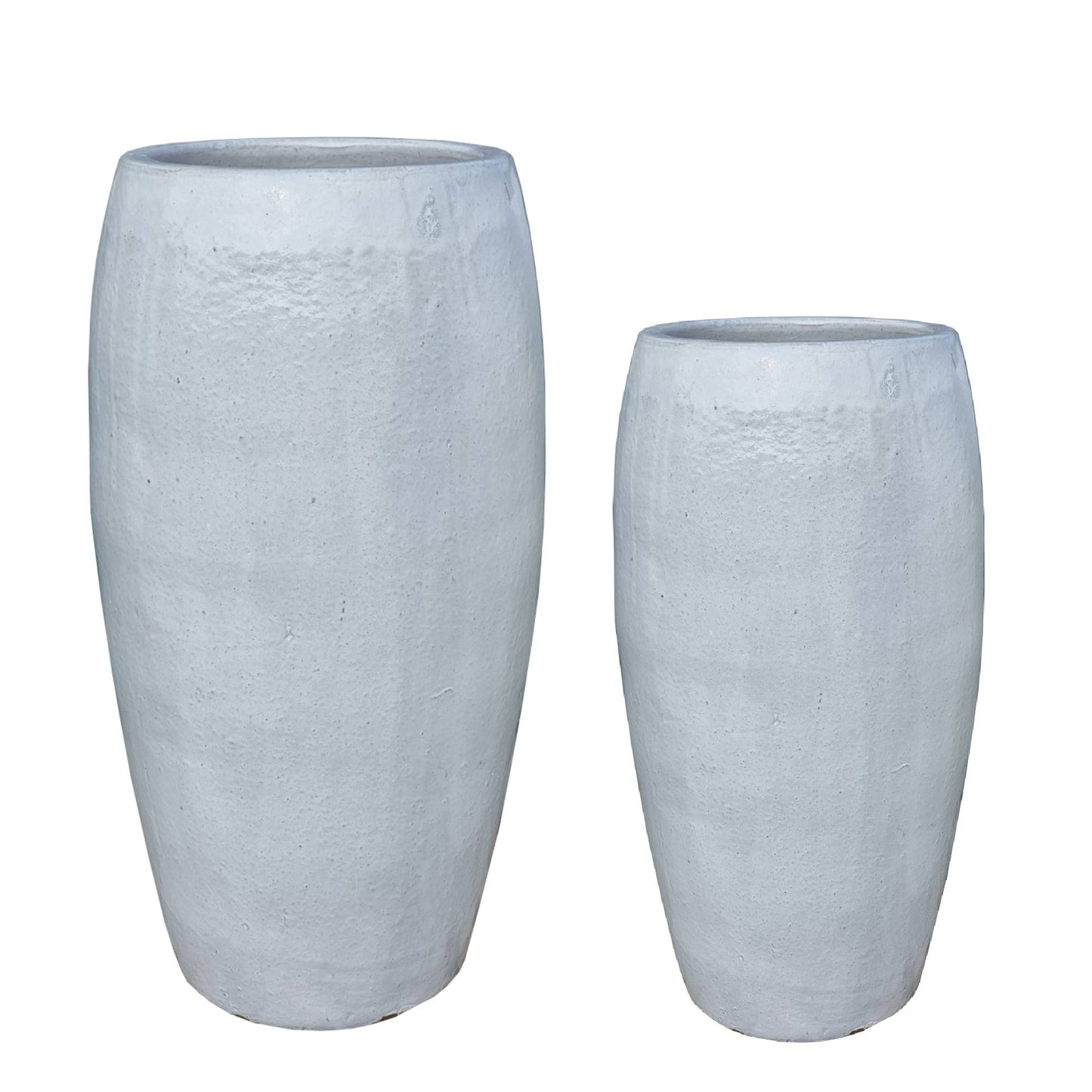 Rae White High Ceramic Pot Round Set Of 2