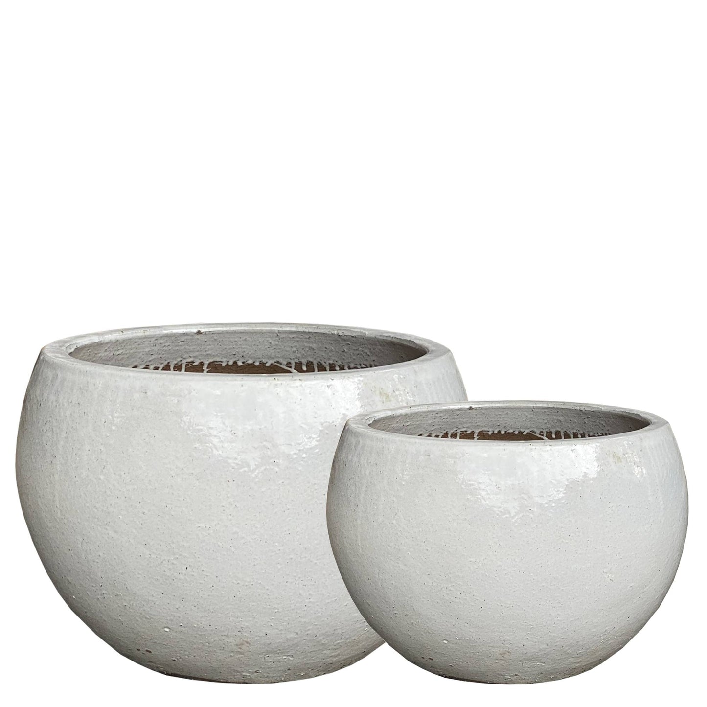Rae White Ceramic Bowl Pot Round Set Of 2