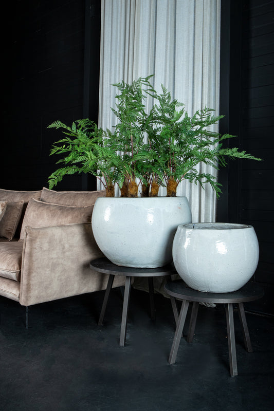 Rae White Ceramic Bowl Pot Round Set Of 2