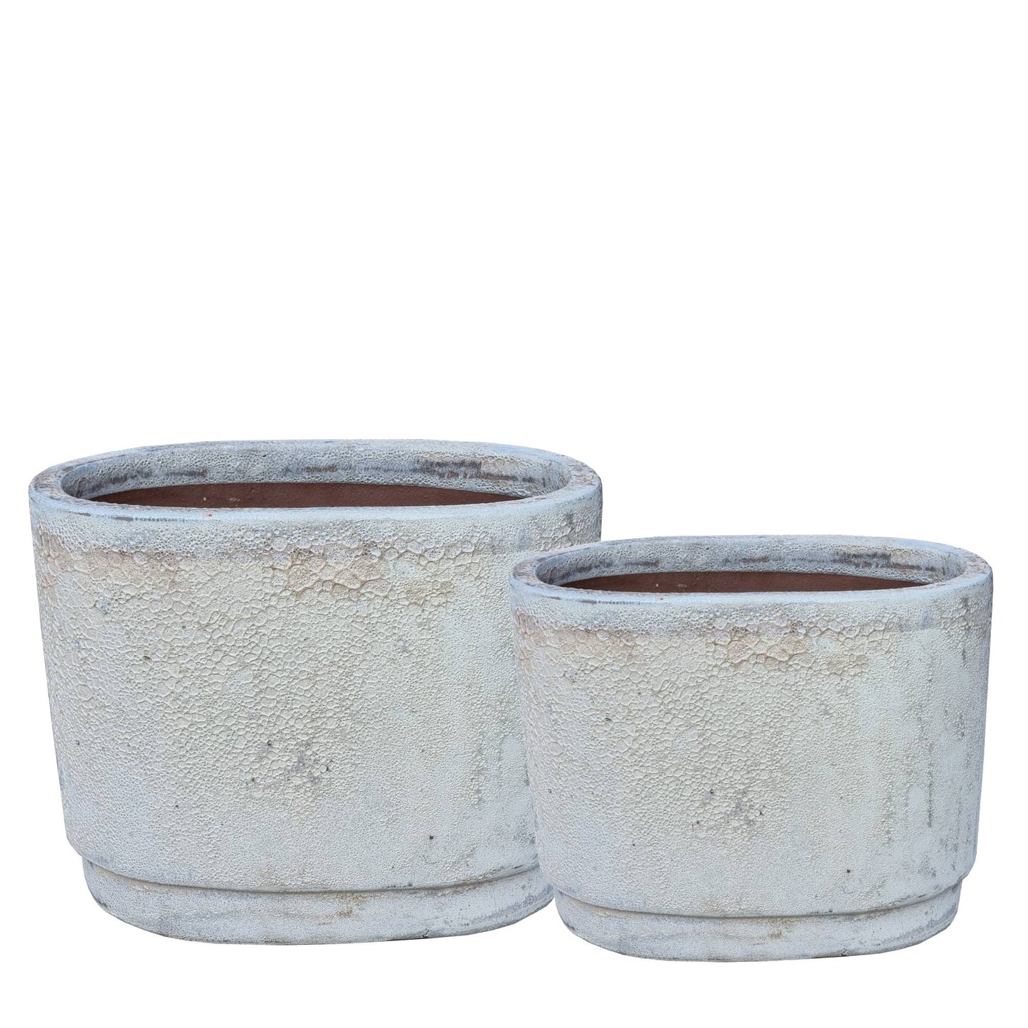 Javier Grey Ceramic Pot Oval Set Of 2