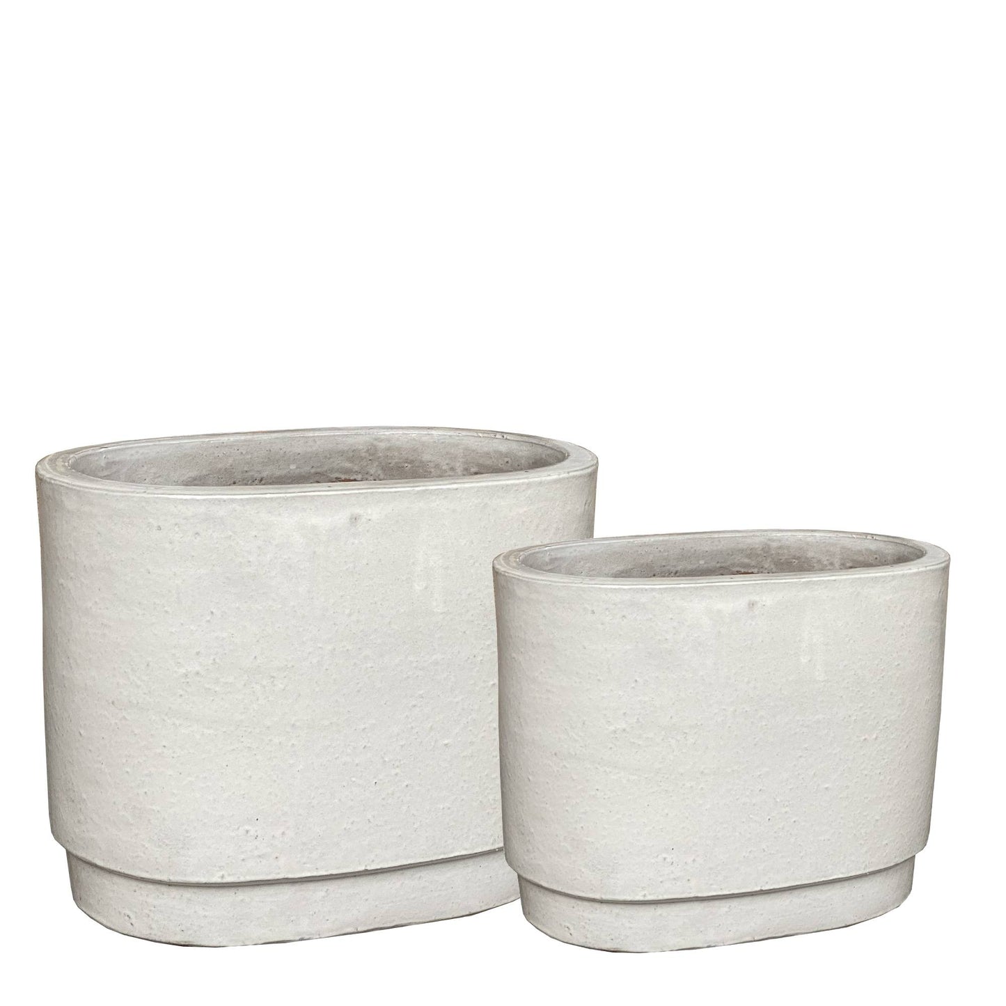 Rae White Ceramic Pot Oval Set Of 2