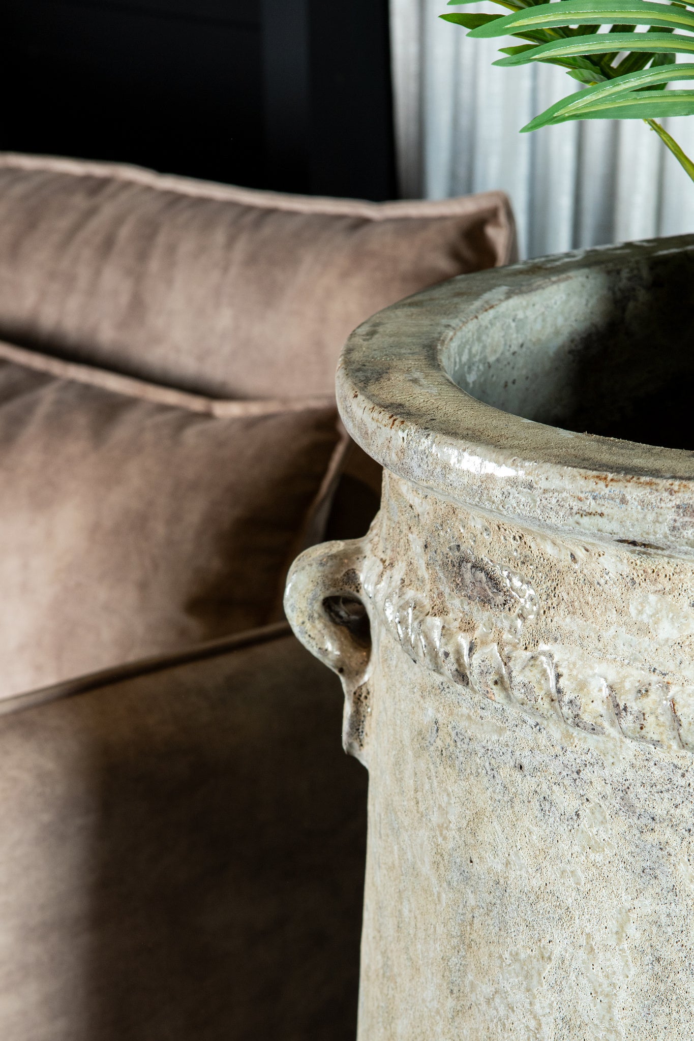 Tony Grey Big Ceramic Jar Pot Round High