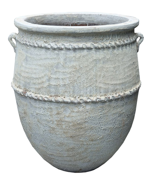 Tony Grey Big Ceramic Jar Pot Round Low