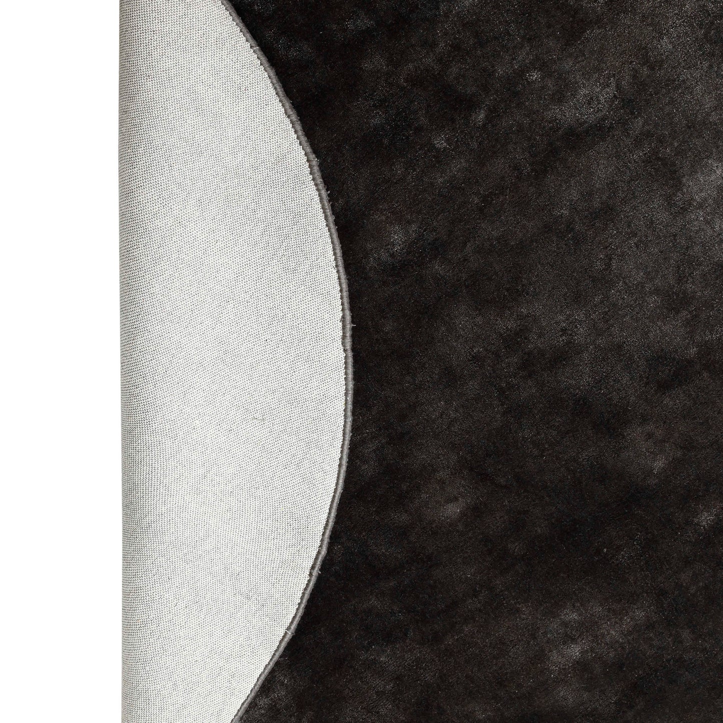 Flavia Black Viscose Handwoven Carpet Round