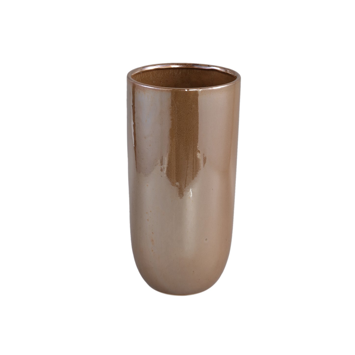Rhida Brown Shiny Ceramic Pot Round M