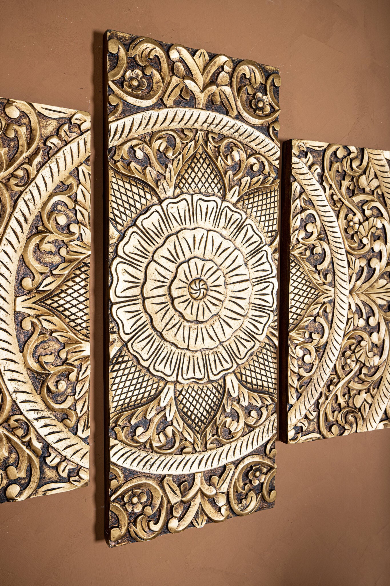 Sharlene Gold MDF Antique Carved Wallpanel 5 Pcs
