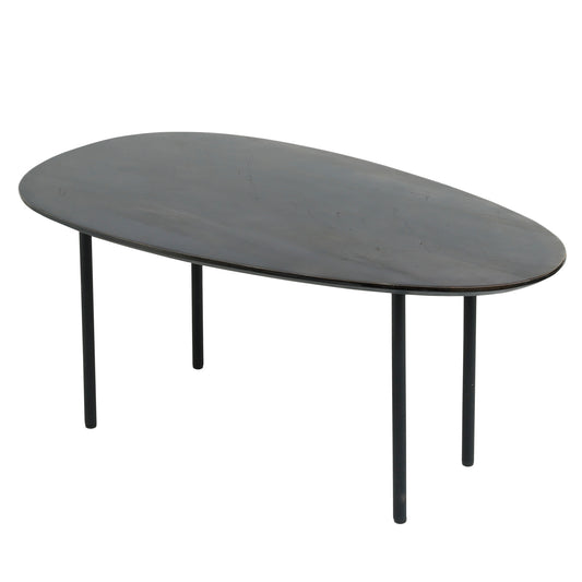 Oxil Black Wood Side Table Egg Shape Top SV2