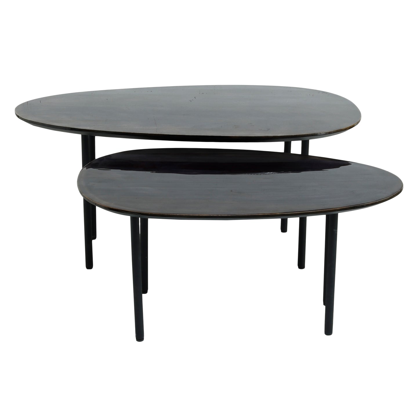 Oxil Black Wood Side Table Egg Shape Top SV2