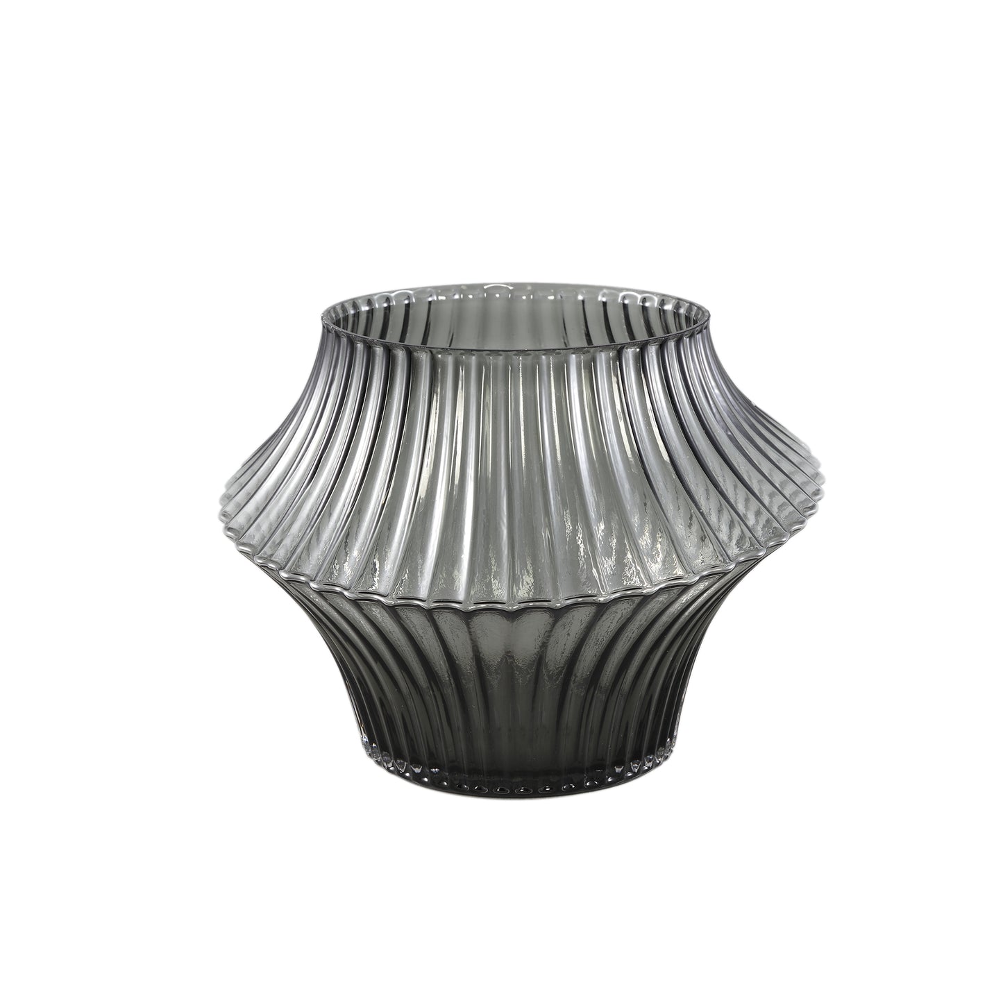 Yulaa Grey Solid Glass Vase Oblique Shape S