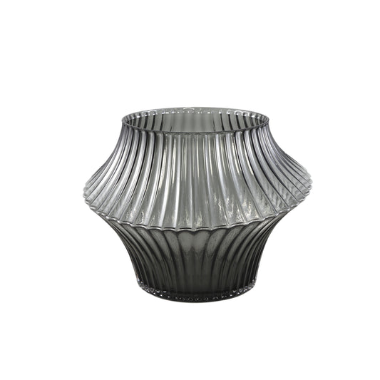 Yulaa Grey Solid Glass Vase Oblique Shape S