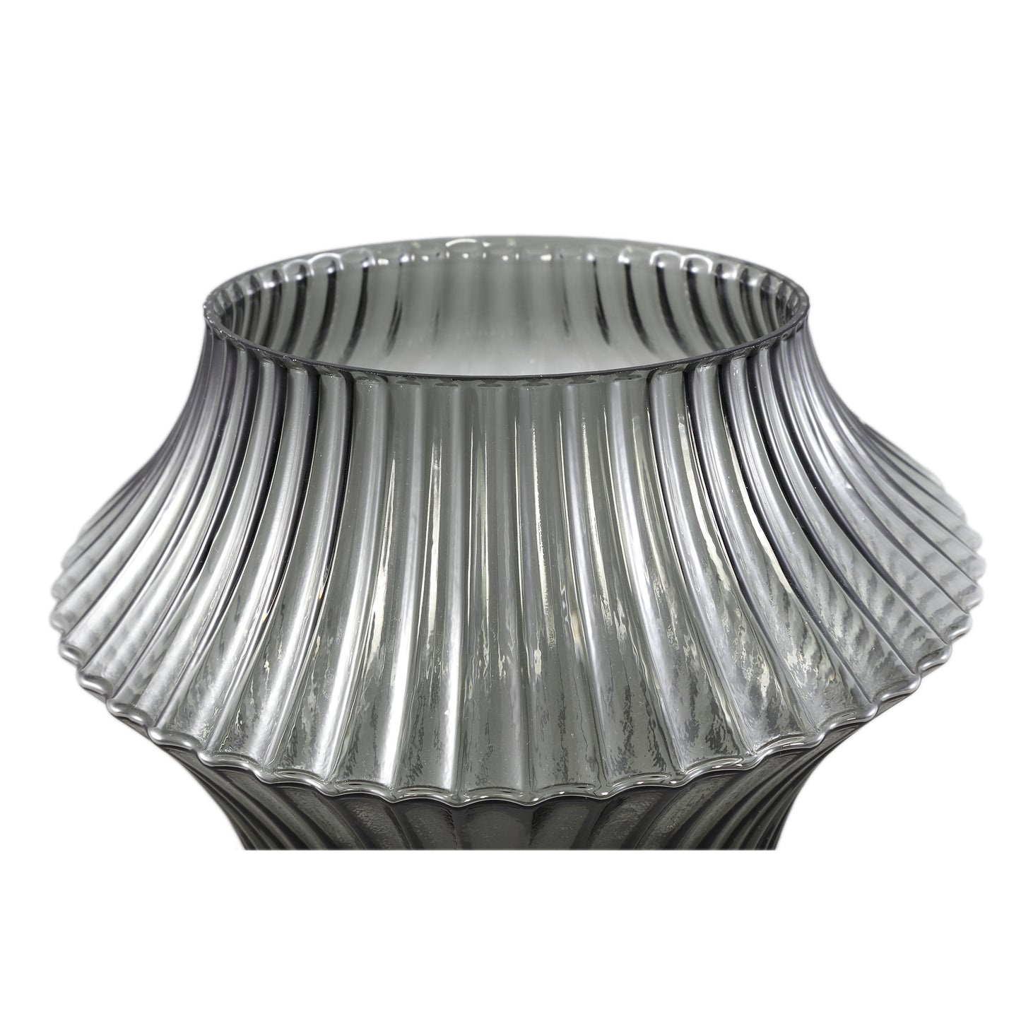 Yulaa Grey Solid Glass Vase Oblique Shape S