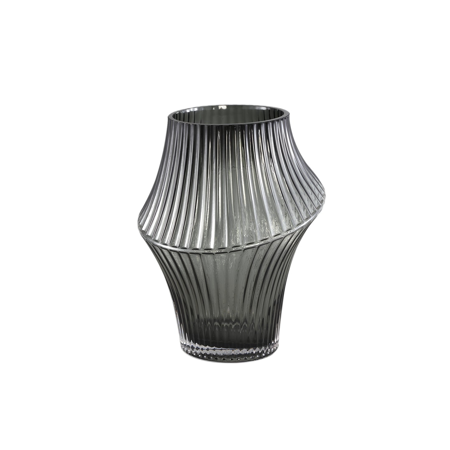 Yulaa Grey Solid Glass Vase Oblique Shape L