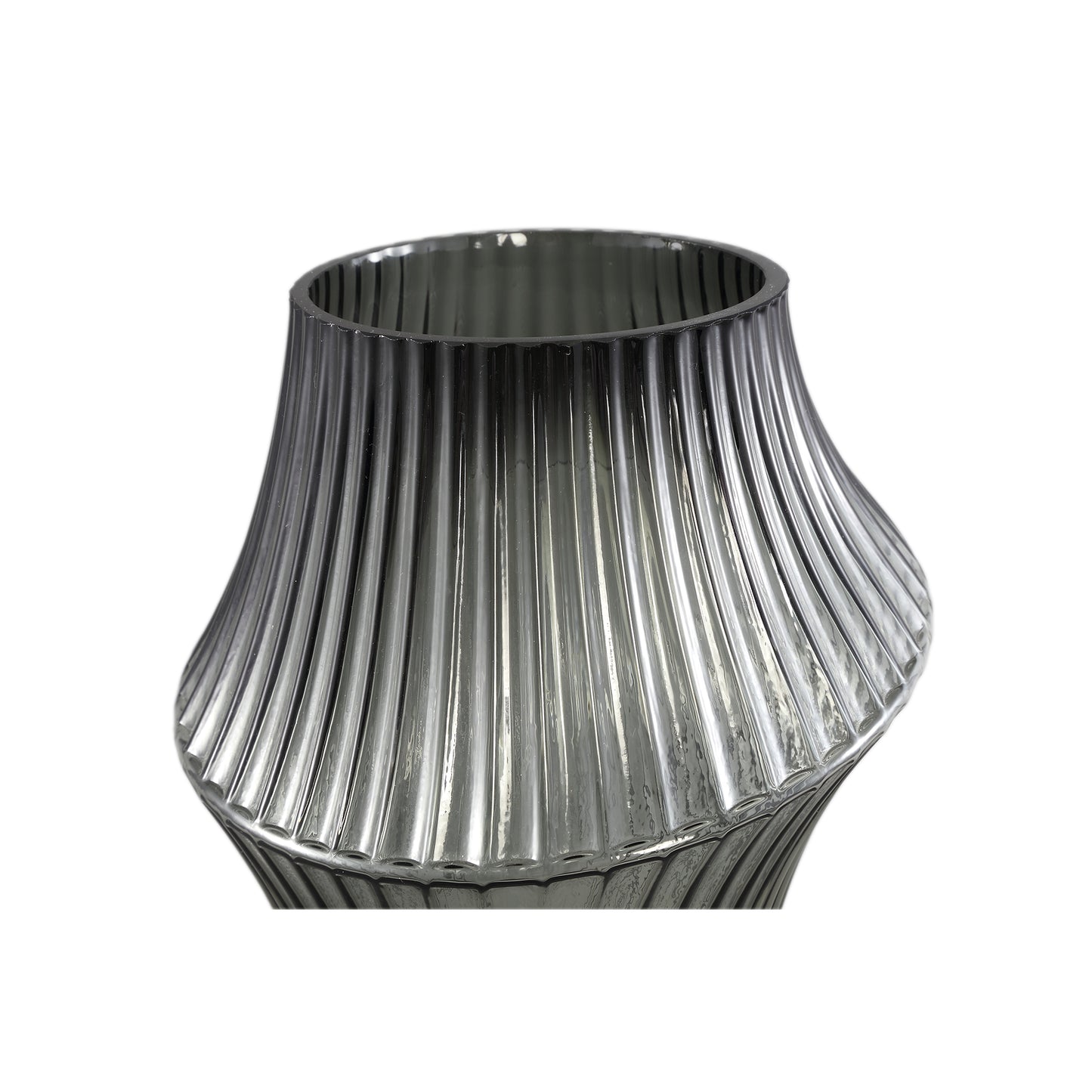 Yulaa Grey Solid Glass Vase Oblique Shape L