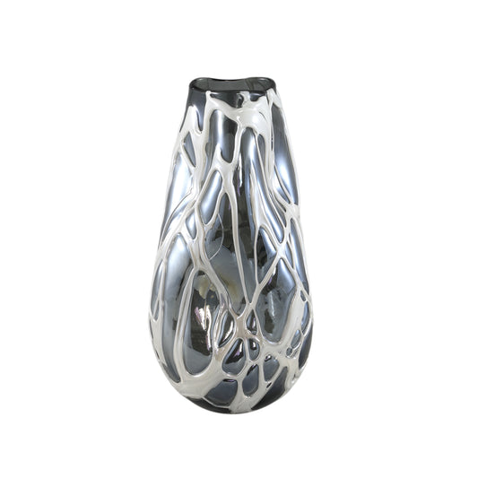 Conck Grey Solid Glass Vase White Organic S