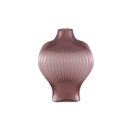 Halde Purple Solid Glass Vase Ribbed Organic Wide