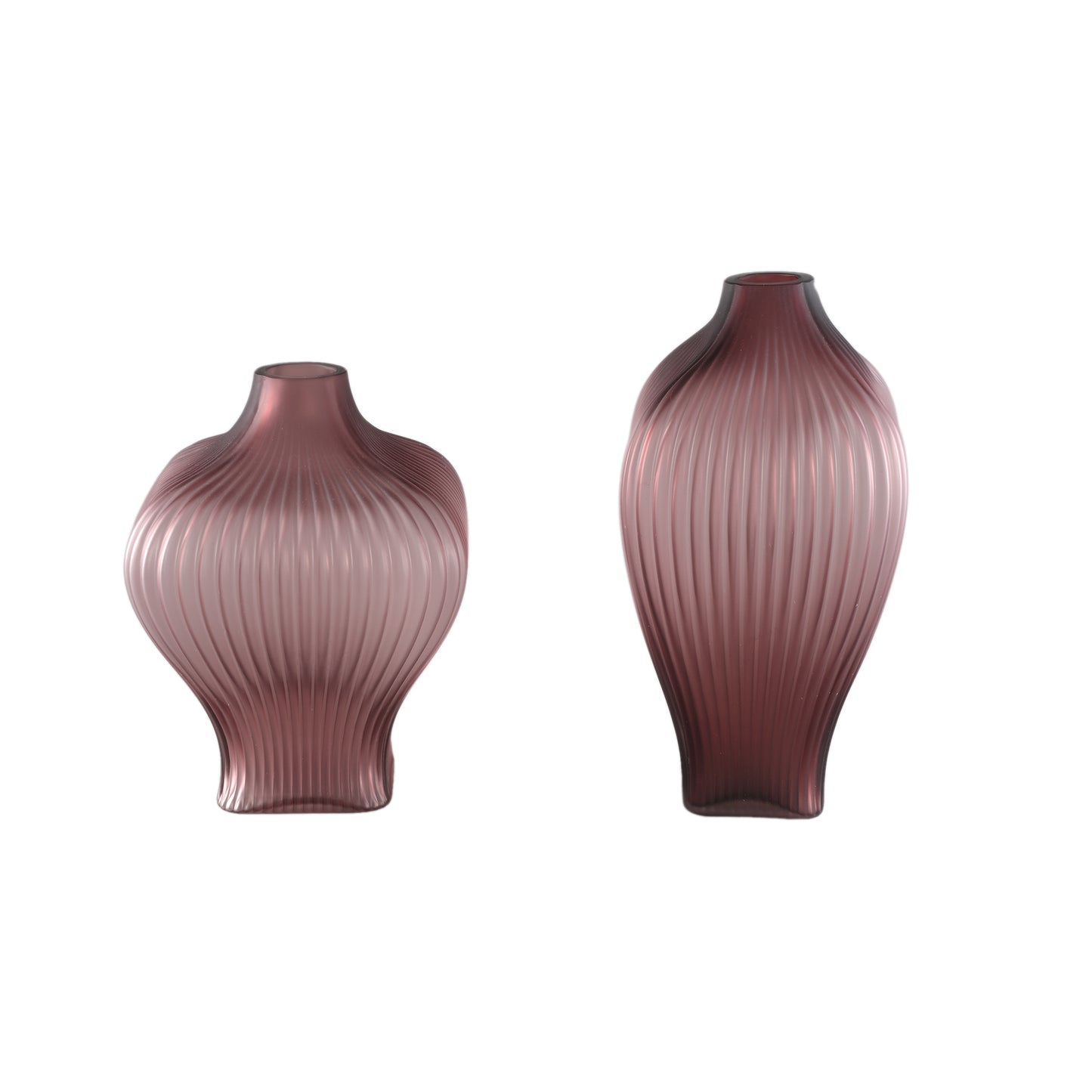 Halde Purple Solid Glass Vase Ribbed Organic Wide
