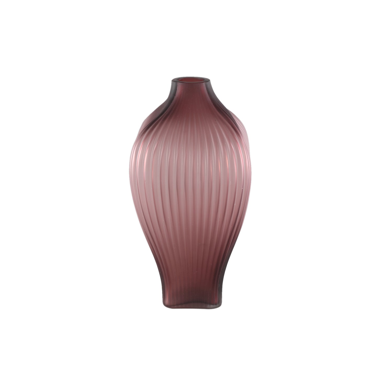 Halde Purple Solid Glass Vase Ribbed Organic High