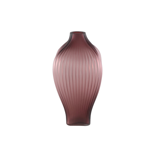 Halde Purple Solid Glass Vase Ribbed Organic High
