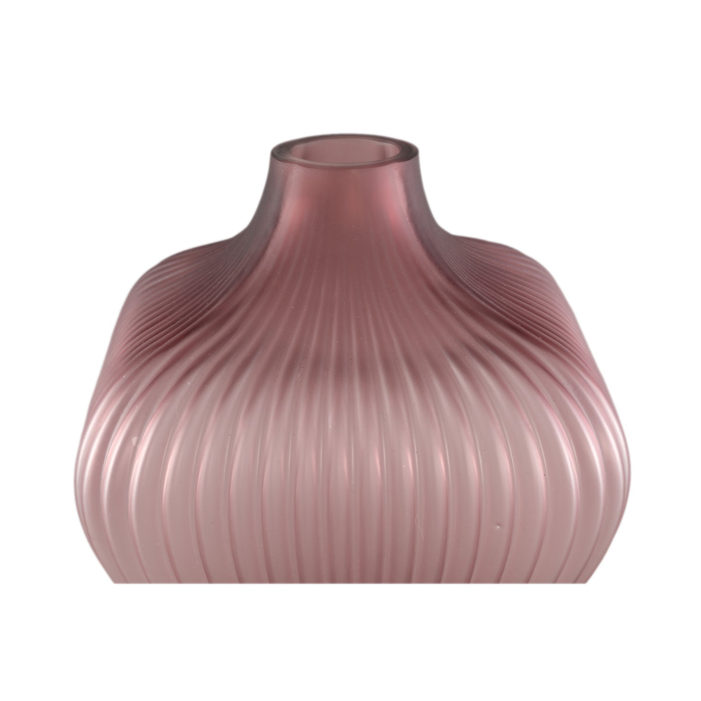 Halde Purple Solid Glass Vase Ribbed Organic High