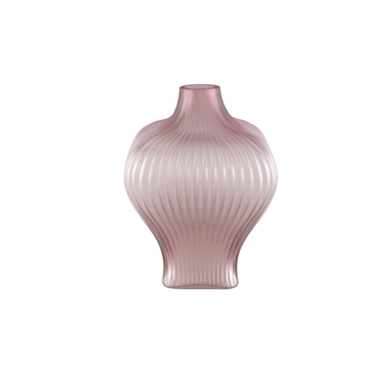 Halde Light Purple Solid Glass Vase Ribbed Wide