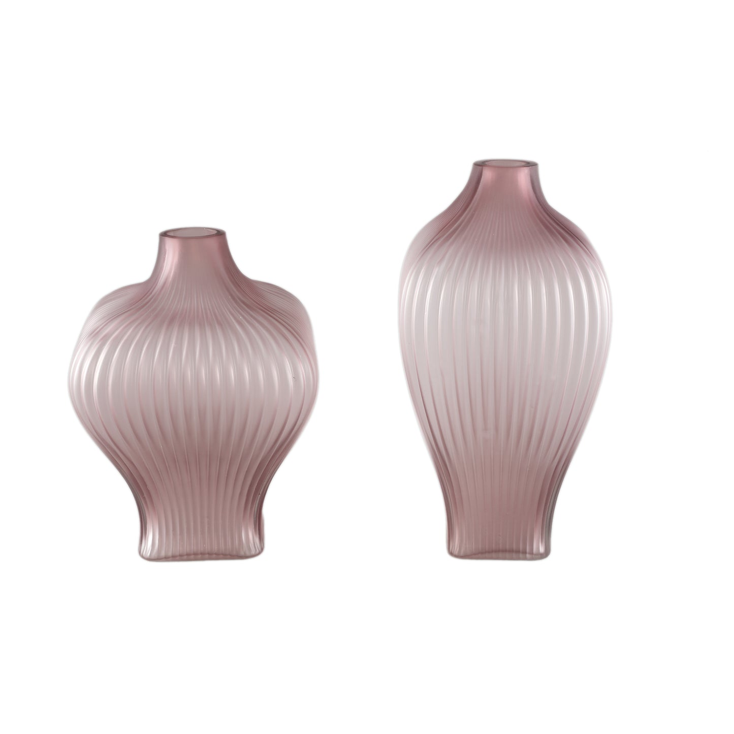 Halde Light Purple Solid Glass Vase Ribbed Wide