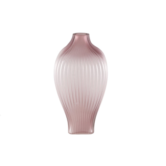 Halde Light Purple Solid Glass Vase Ribbed High