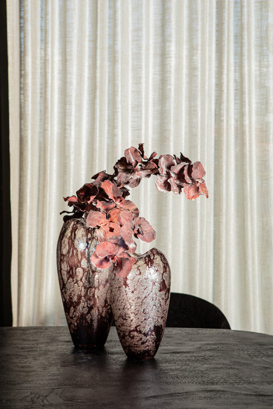 Michellee Purple Solid Glass Vase Round Smoke L