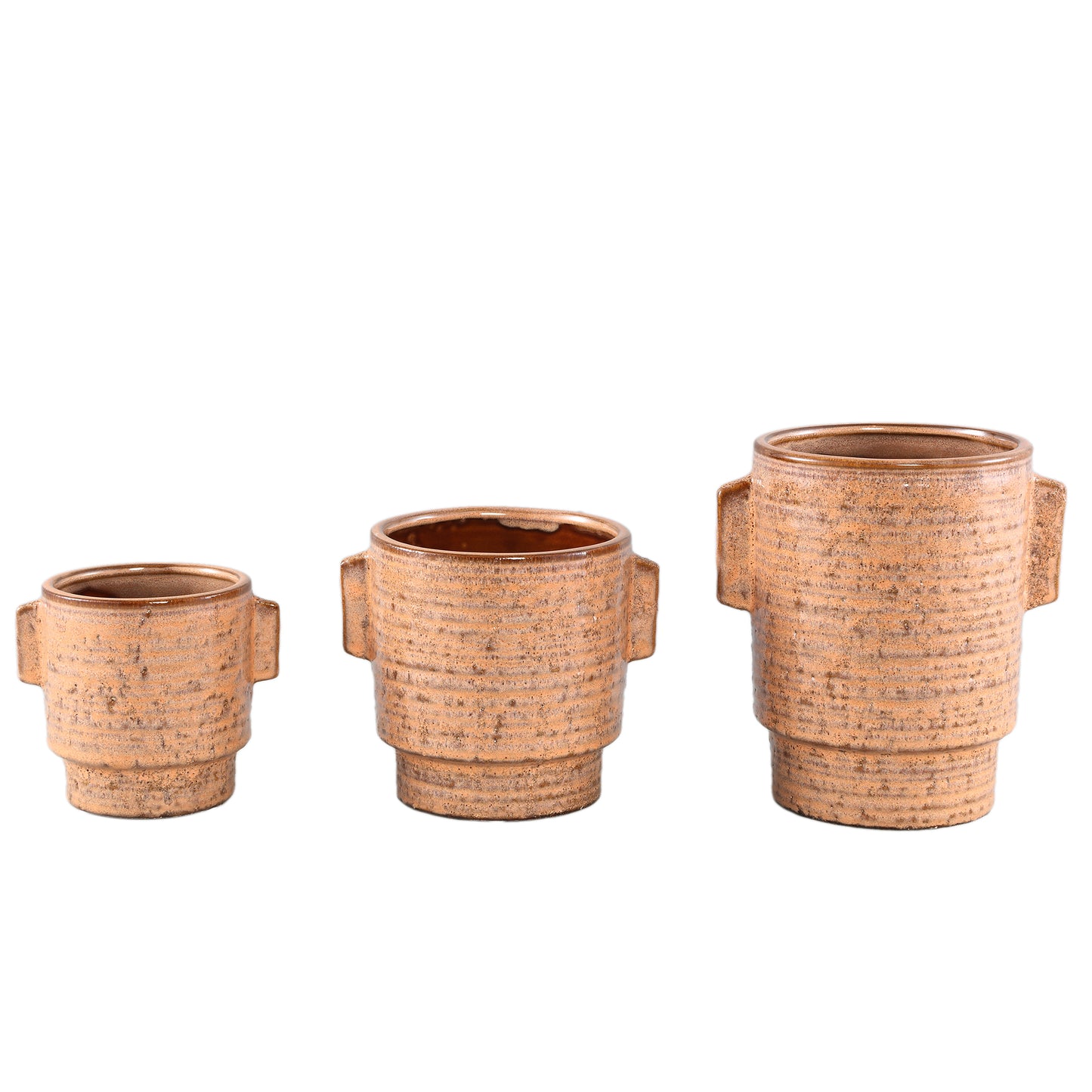 Katelynn Orange Glazed Ceramic Pot Ears Round M