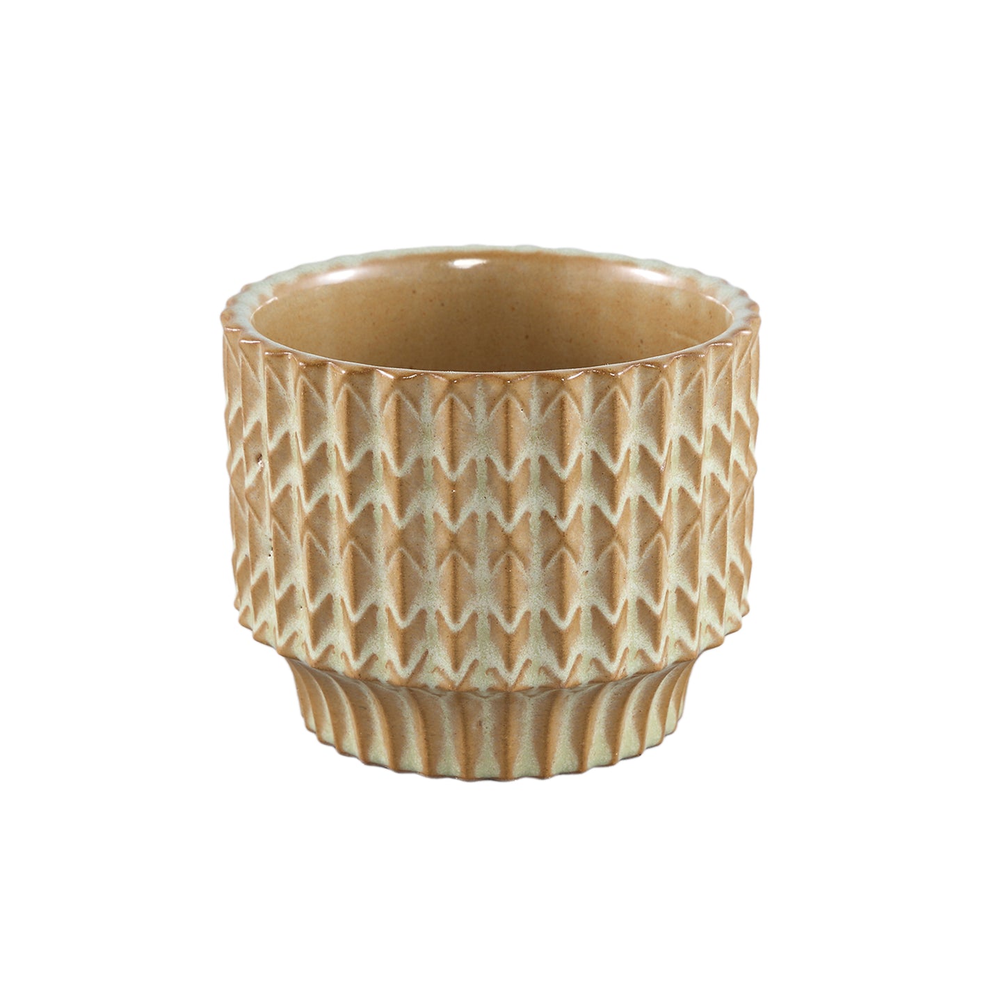 Ruub Green Glazed Ceramic Pot Motive Round S