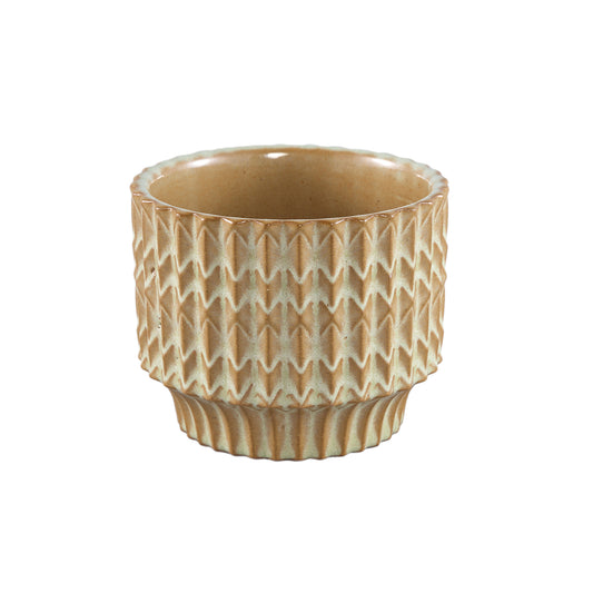 Ruub Green Glazed Ceramic Pot Motive Round S