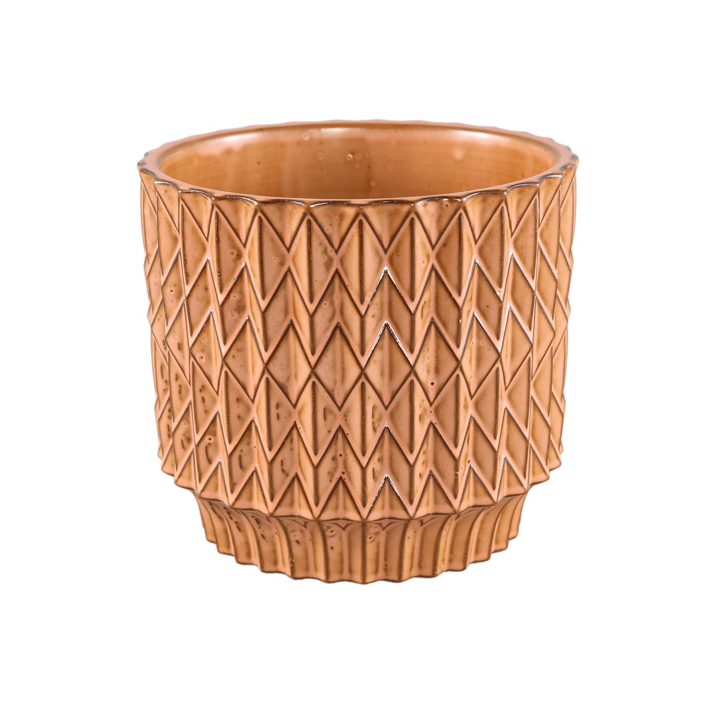 Ruub Orange Glazed Ceramic Pot Motive Round XL