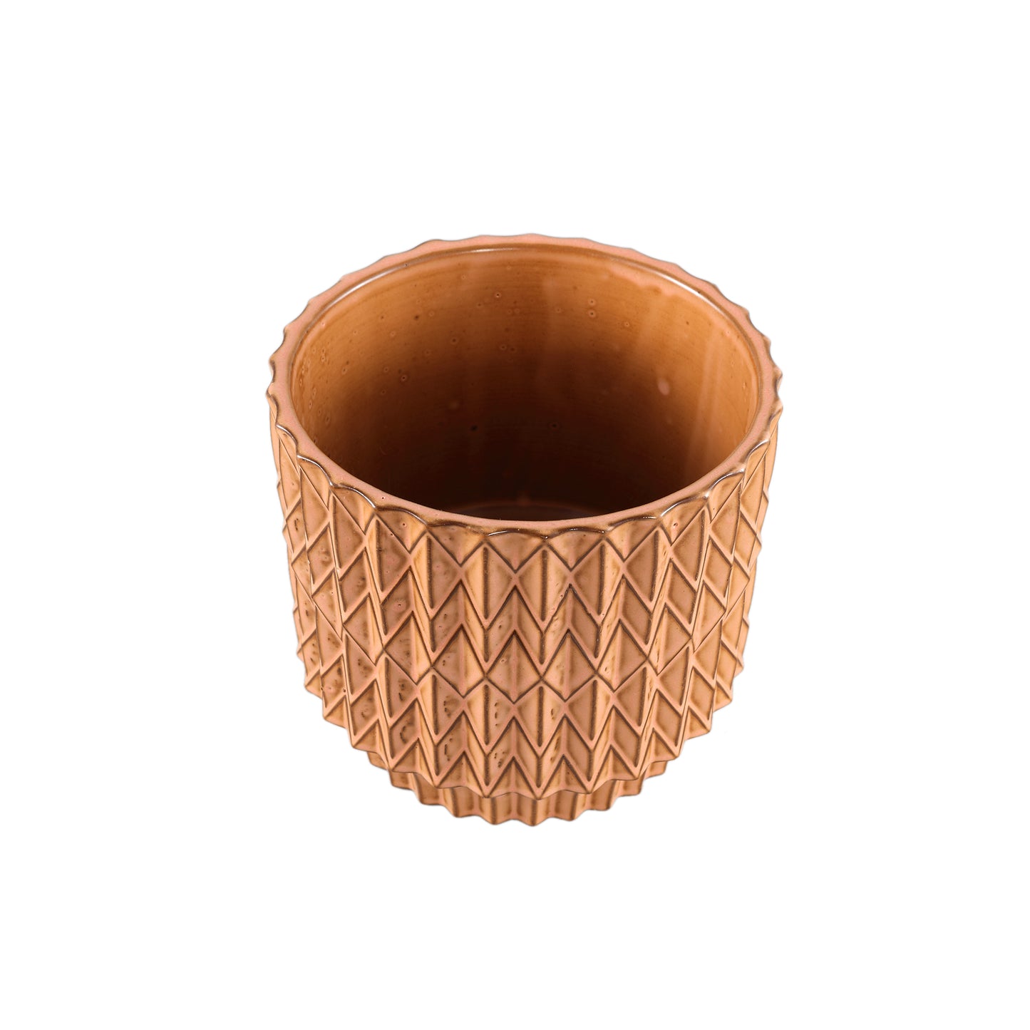 Ruub Orange Glazed Ceramic Pot Motive Round XL