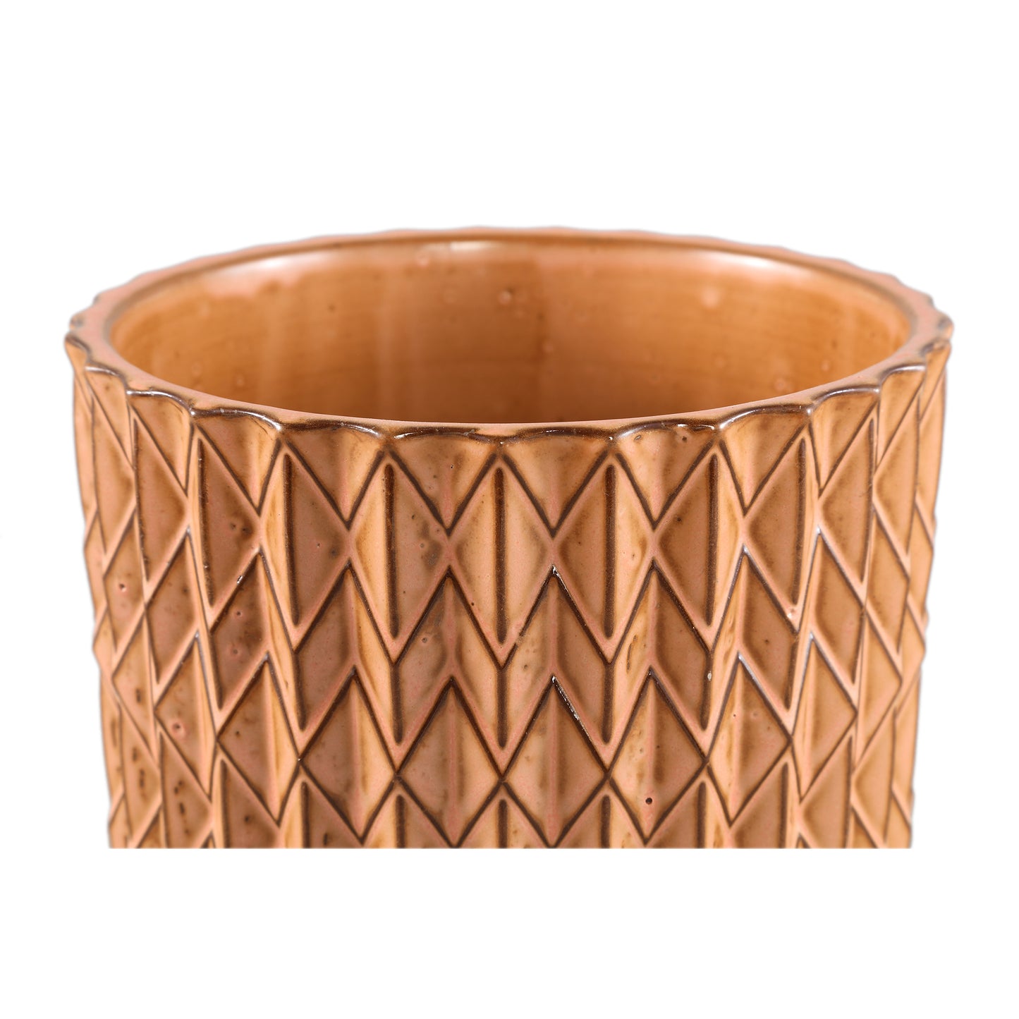 Ruub Orange Glazed Ceramic Pot Motive Round XL